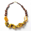 Yellow Stone Beaded Necklace Brown Beads Statement Jewelry