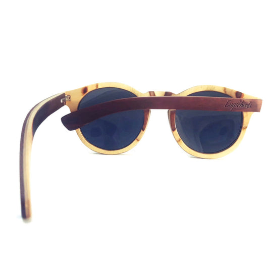 Cinnamon Swirl Skateboard Sunglasses, Polarized with Wooden Case