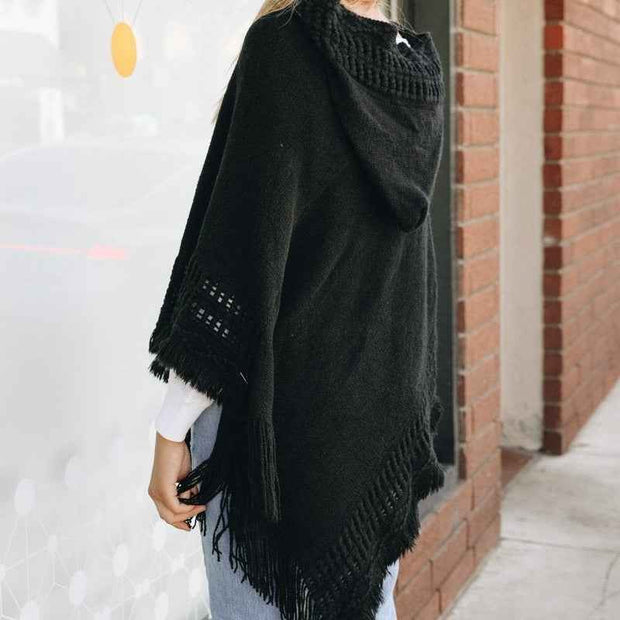 Knit Hooded Poncho