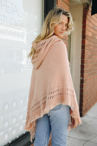Cozy Knit Hooded Poncho