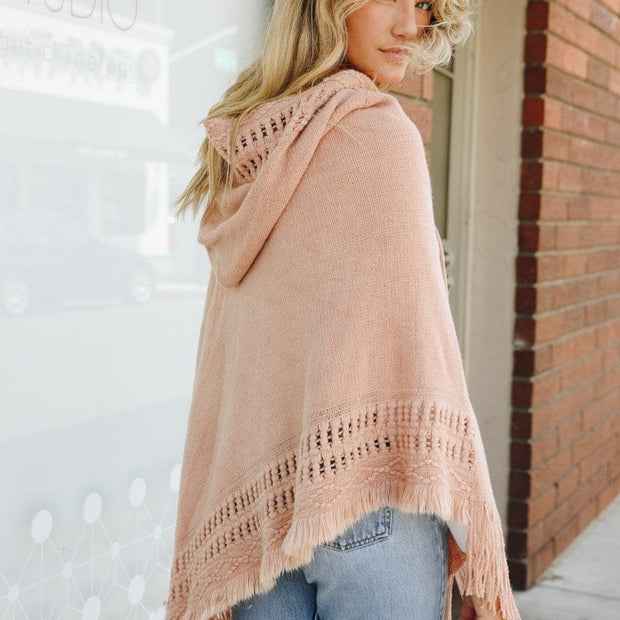 Cozy Knit Hooded Poncho