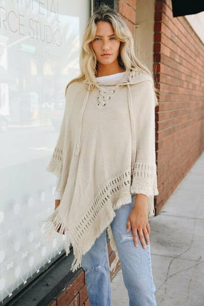 Cozy Knit Hooded Poncho