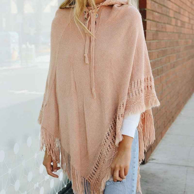 Knit Hooded Poncho