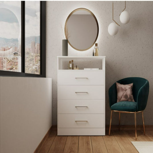 Dresser, Four Drawers, White Finish.