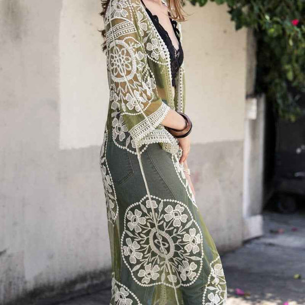 Mesh Embroidered Kimono