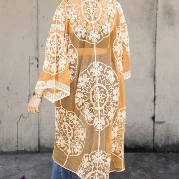 Mesh Embroidered Kimono