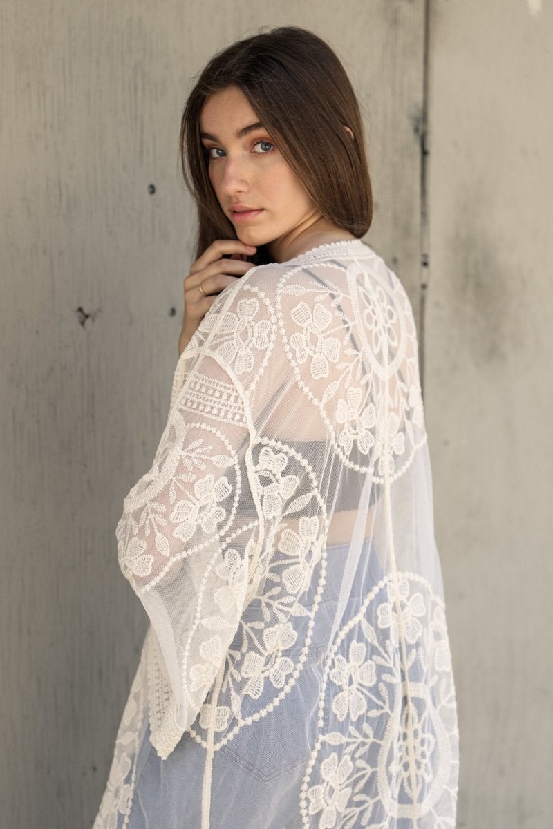 Mesh Embroidered Kimono