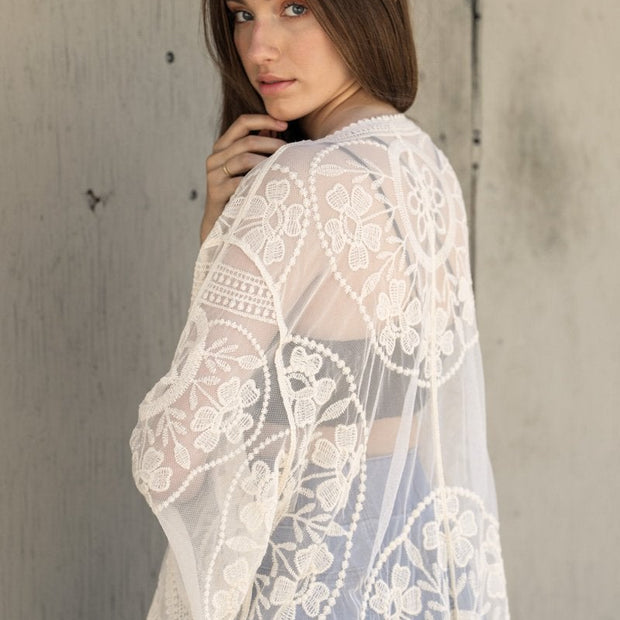 Mesh Embroidered Kimono