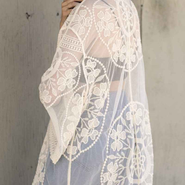 Mesh Embroidered Kimono