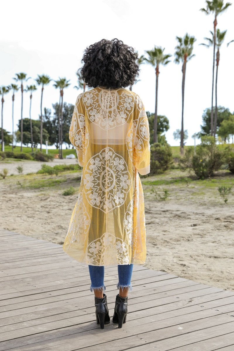 Mesh Embroidered Kimono