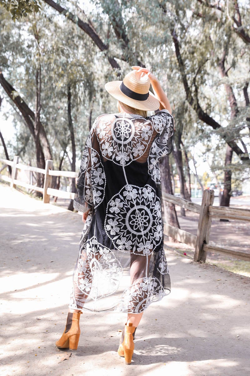 Mesh Embroidered Kimono