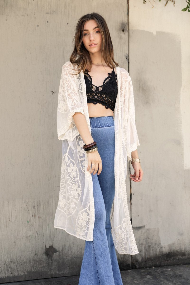 Mesh Embroidered Kimono