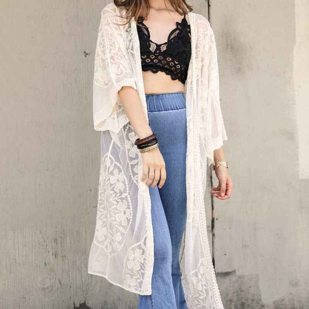 Mesh Embroidered Kimono