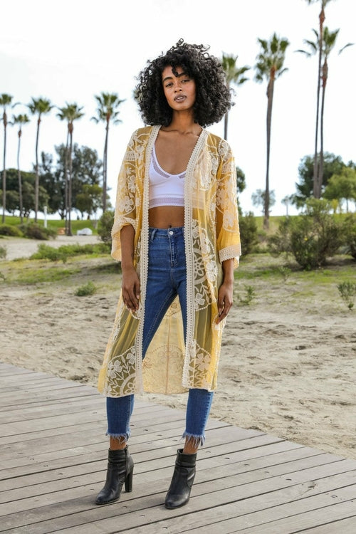 Mesh Embroidered Kimono