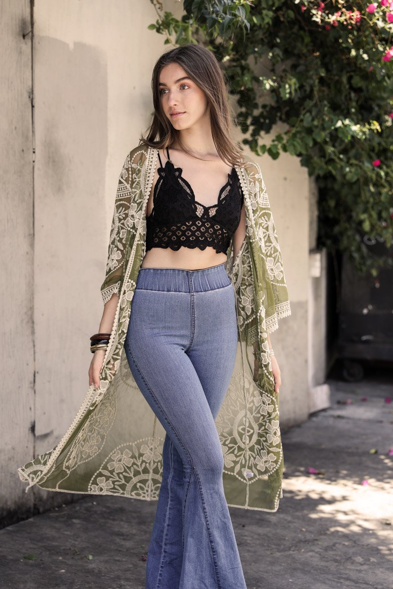 Mesh Embroidered Kimono