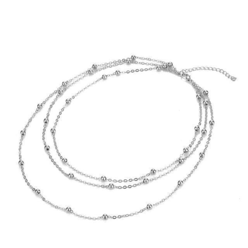 Collier ras du cou à trois rangs de perles 