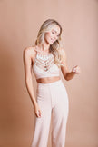 Women Crochet Lace Halter Neck Crop Top – Sleeveless Boho Bralette