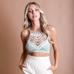 Women Crochet Lace Halter Neck Crop Top – Sleeveless Boho Bralette