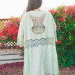 Boho Lace Longline Kimono Cardigan Open Front Embroidered Cover Up