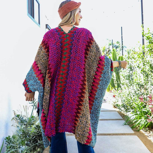 Ruana estampada a crochet para la temporada de abrazos