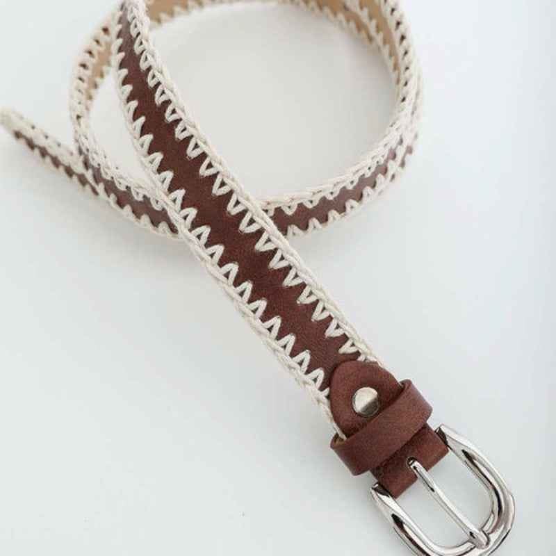 Vegan Leather Crochet Belt – Camel – Sustainable Fashion Accessory