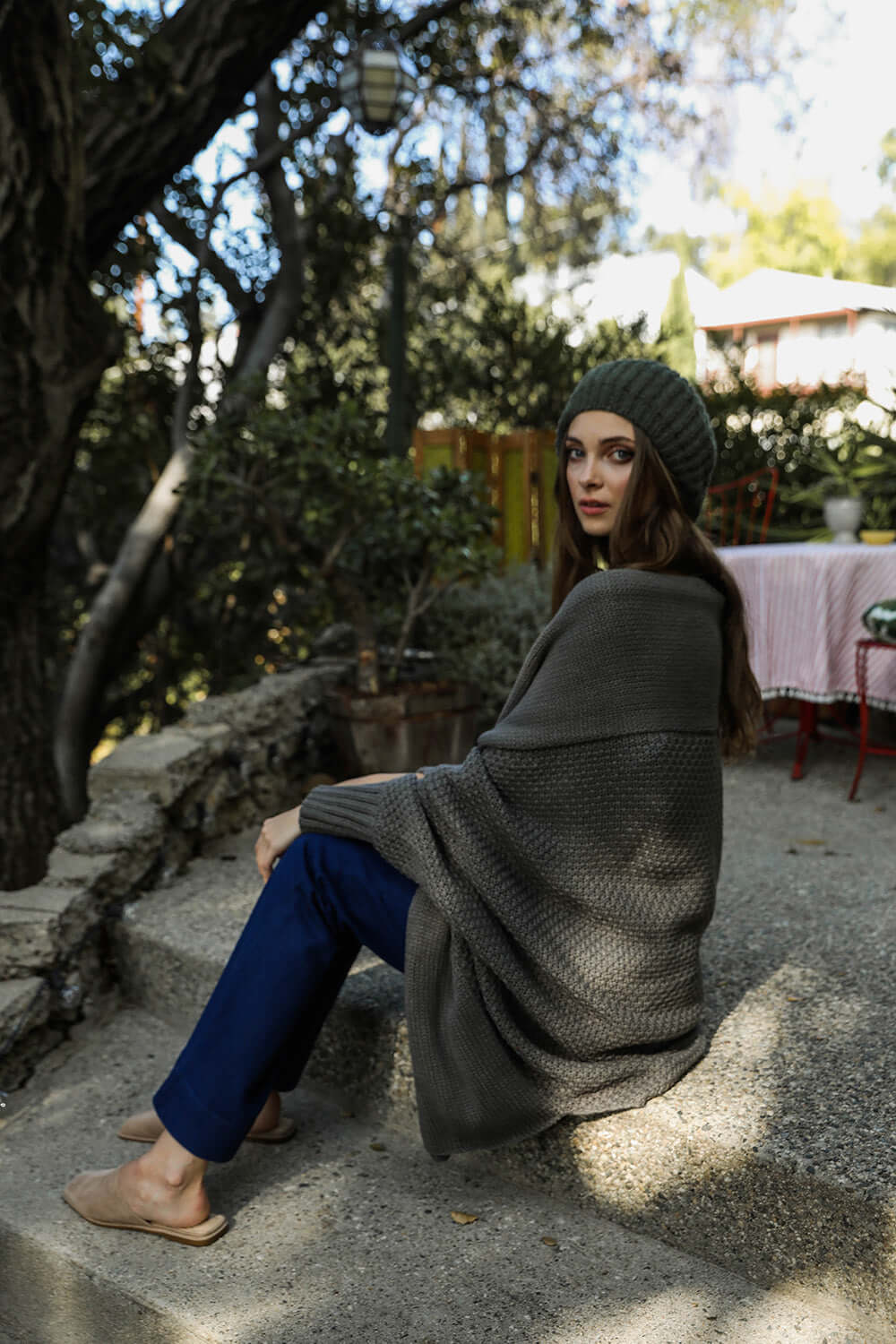 Cardigan en tricot à ailes de chauve-souris