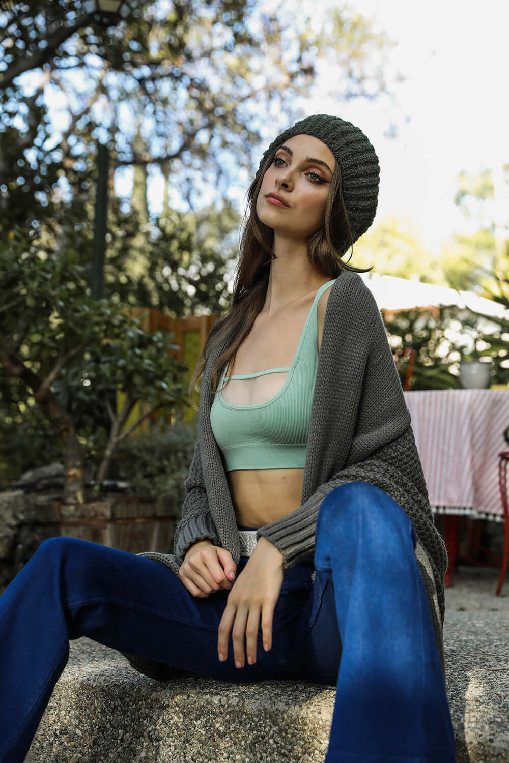 Cardigan en tricot à ailes de chauve-souris