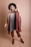 Cozy Herringbone Hooded Poncho