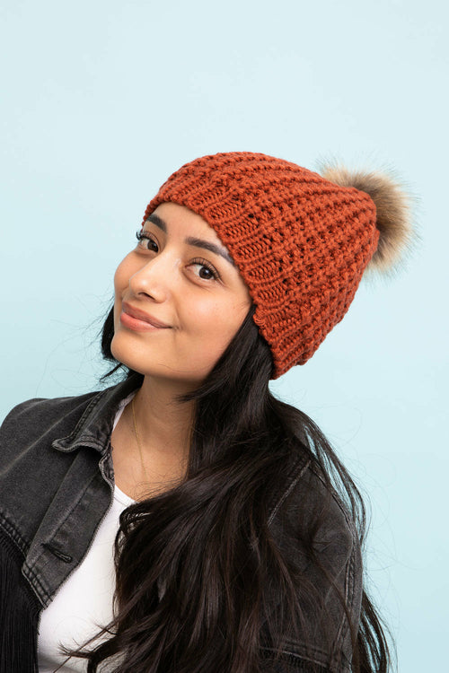 Textured Pom Beanies