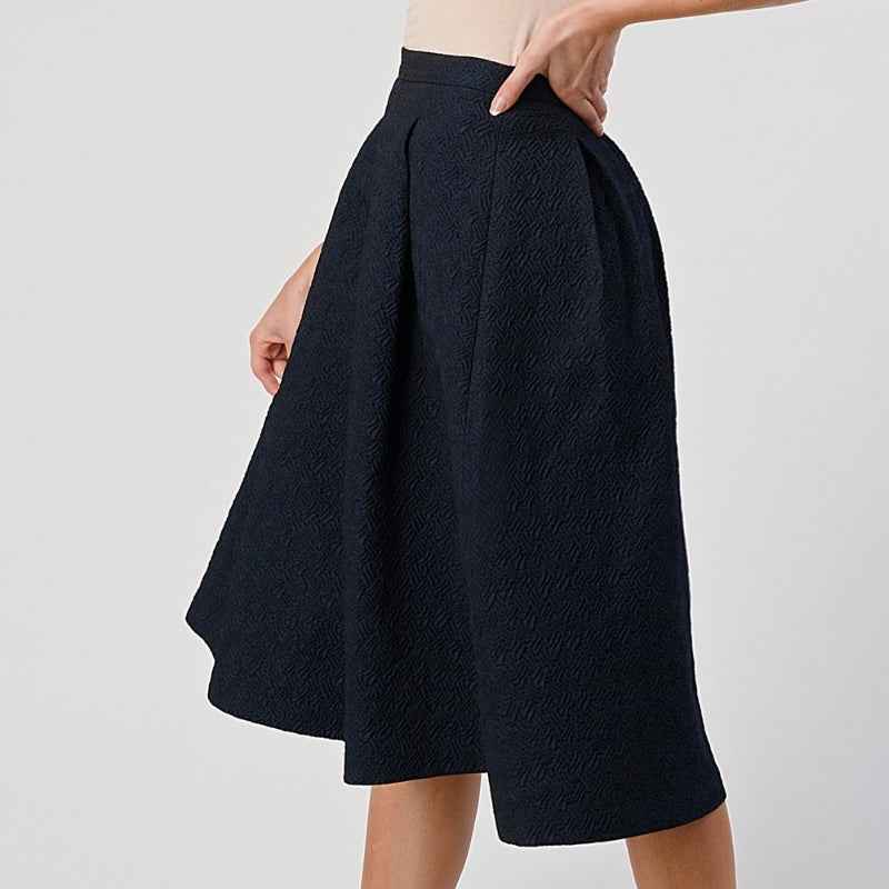 Women High Waist Flared Midi Skirt Elegant Casual Style