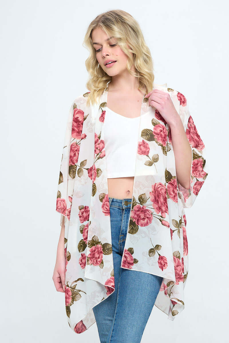 Floral Print Kimono