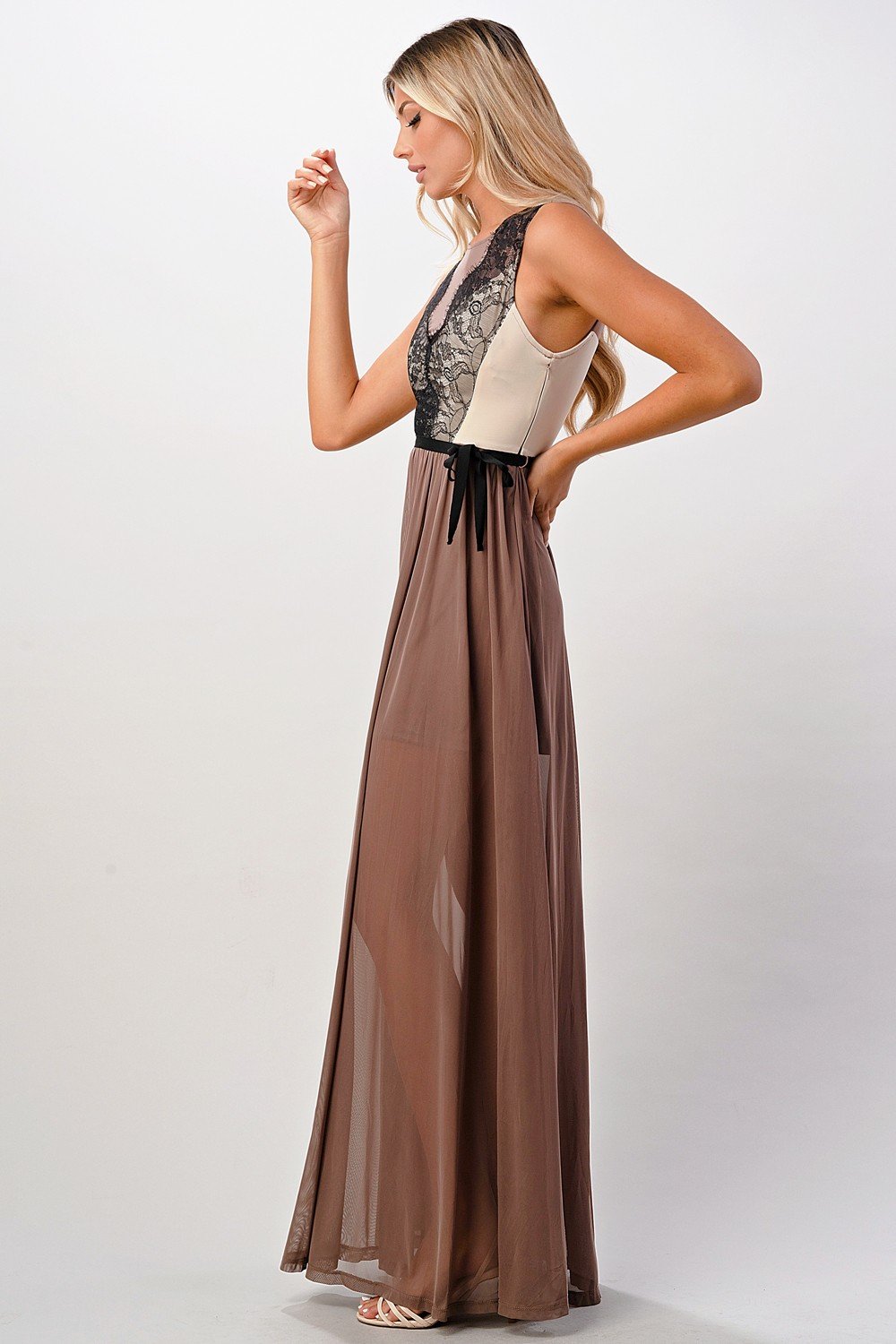 Sheer Lace Maxi Dress