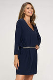 V-Neck Belted Dress