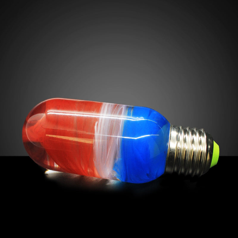C.P.LIGHT Red Blue Glass Accent Lamp with Wooden Cube Base