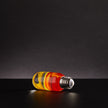 Yellow Orange Swirl Glass Decorative Lamp Bulb with Wooden and Metal Base
