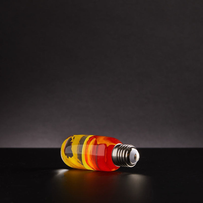 LED Light Bulb Lamp with Wooden Base - Colorful Swirl Gradient Design