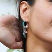 Dainty Feather Charm Hoop Earrings with Beads and Tassel Details