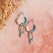 Dainty Feather Charm Hoop Earrings with Beads and Tassel Details