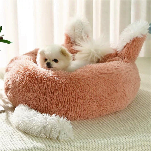 Plush Pet Bed with Ears and Tail for Cats and (Small Dogs)