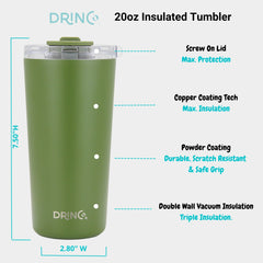 DRINCO® Seattle 20oz Insulated Tumbler Spill Proof Lid w/straw-Forest