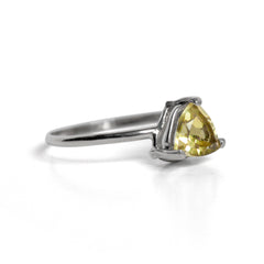 Bague solitaire en argent sterling avec topaze citronnée et trillion