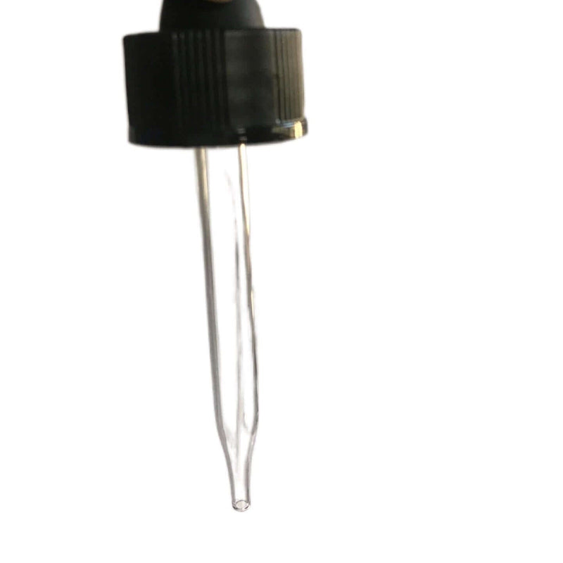 48 PACK OF 1oz ORANGE GLASS DROPPER BOTTLES with black bulb dropper top held above a clear glass pipette.