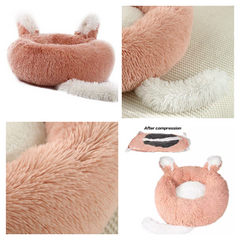 Lit en peluche pour animaux de compagnie avec oreilles et queue pour chats et petits chiens, expédition rapide 