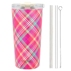 DRINCO® Seattle 20oz Insulated Tumbler Leakproof w/straw-Madras Plaid