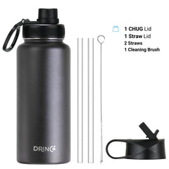 DRINCO® 32oz Stainless Steel Water Bottle-Thin Blue-Black