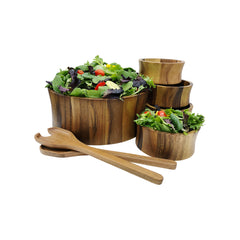 7 Piece - Large Salad Bowl with Servers and 4 Individuals  10" x 4"