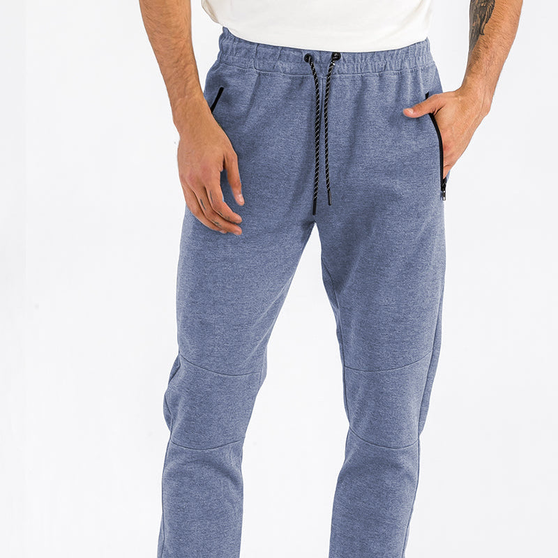 Men’s Jogger Pants – Blue Tapered Sweatpants with Drawstring Waist