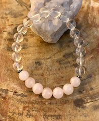 Bracelet extensible en quartz rose et cristal de quartz ! Véritables pierres précieuses !