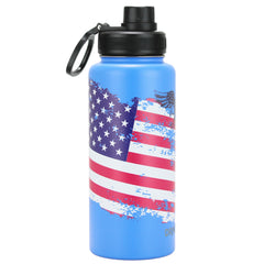 DRINCO® 32oz Stainless Steel Water Bottle-US Flag Color-Royal Blue