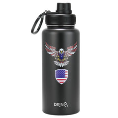 DRINCO® 32oz Stainless Steel Water Bottle-Eagle-Black